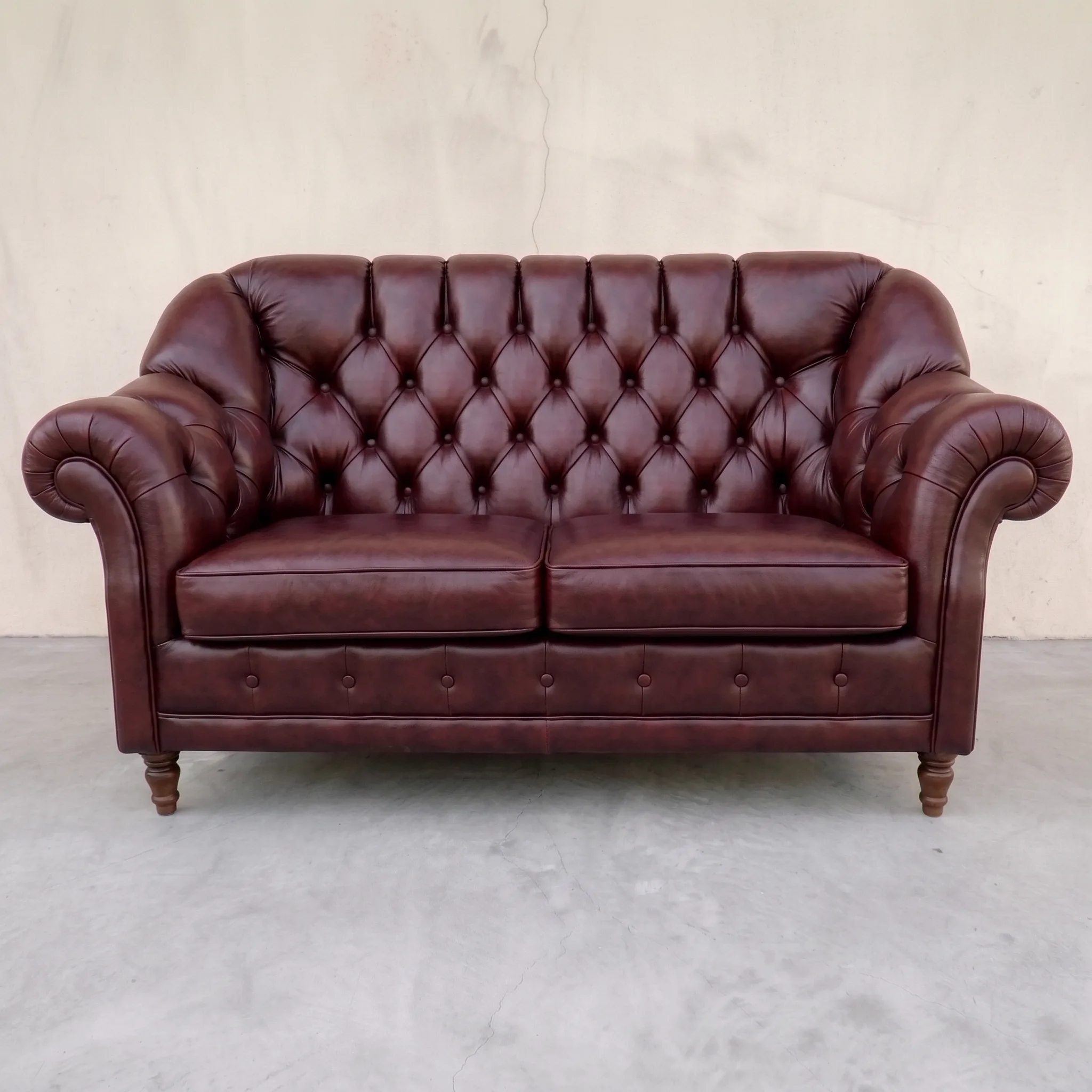 Tan leather sofa after cleaning and deep conditioning